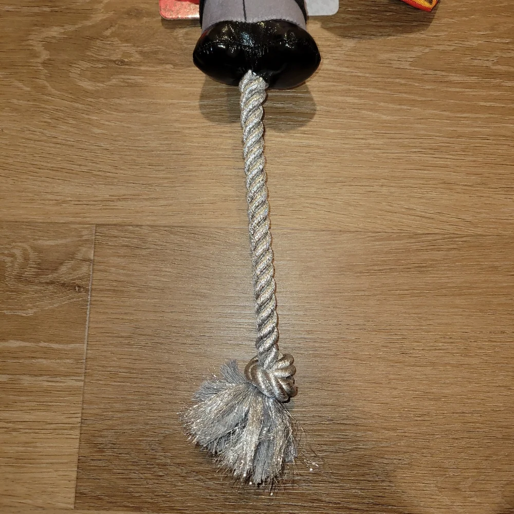 Hasbro Monopoly Milburn Pennybags Squeak & Crinkle Dog Toy Rope New